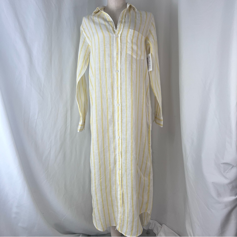 Frank & Eileen 'Rory’' Yellow & White Striped Buttoned Maxi Dress